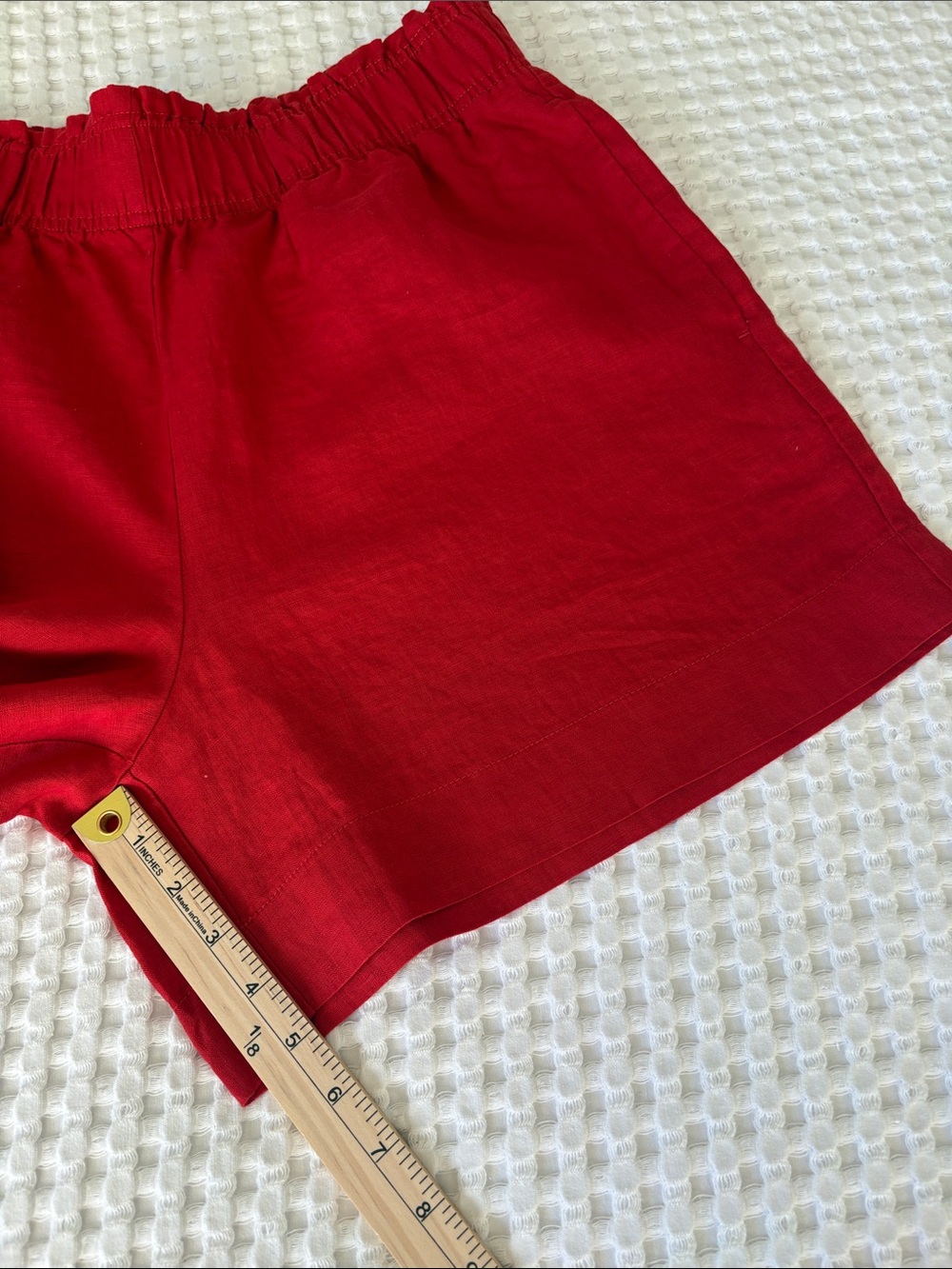 NWT Quince 100% European Linen Red High-Waist Preppy Shorts SZ L - Picture 6 of 8